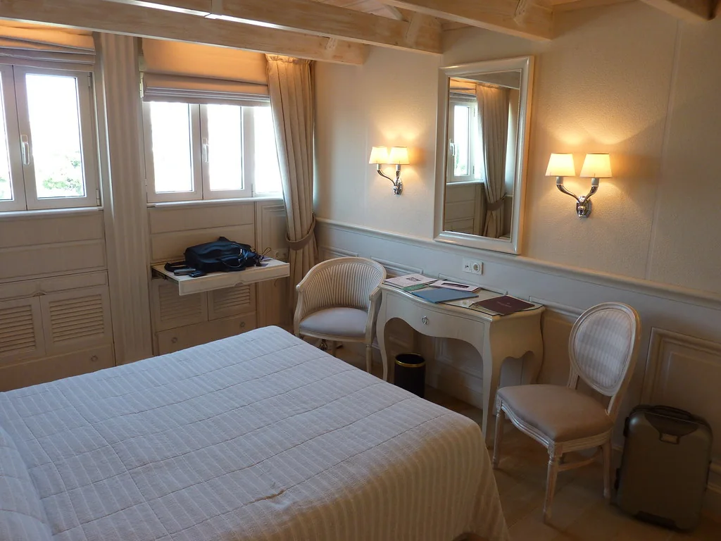A historic Athens hotel room, photographed from the entrance.
